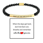 4mm Gold Bead Bracelet With Stainless Steel Curved Tube - Viexta