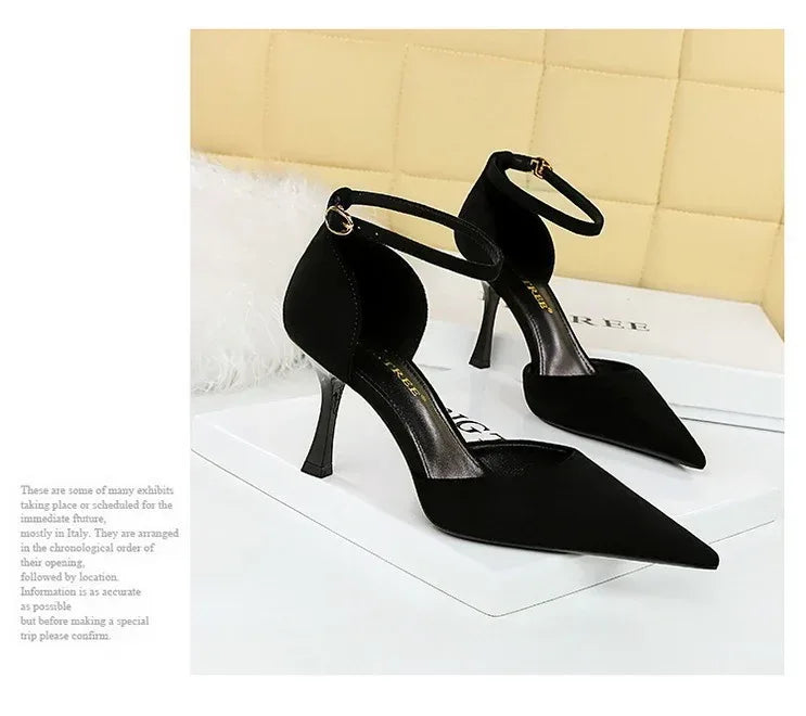 Slimming Suede Shallow Mouth Pointed-toe Heels - Viexta