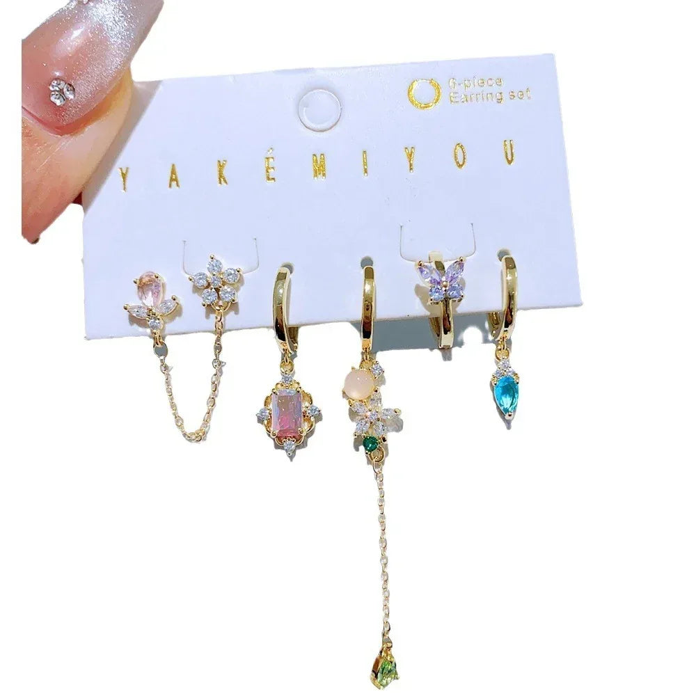 5pair-stainless-steel-luxury-zircon-earrings-set - Viexta