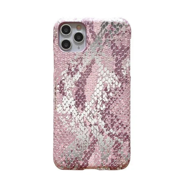 Girly pink gilded snakeskin iPhone case - Viexta