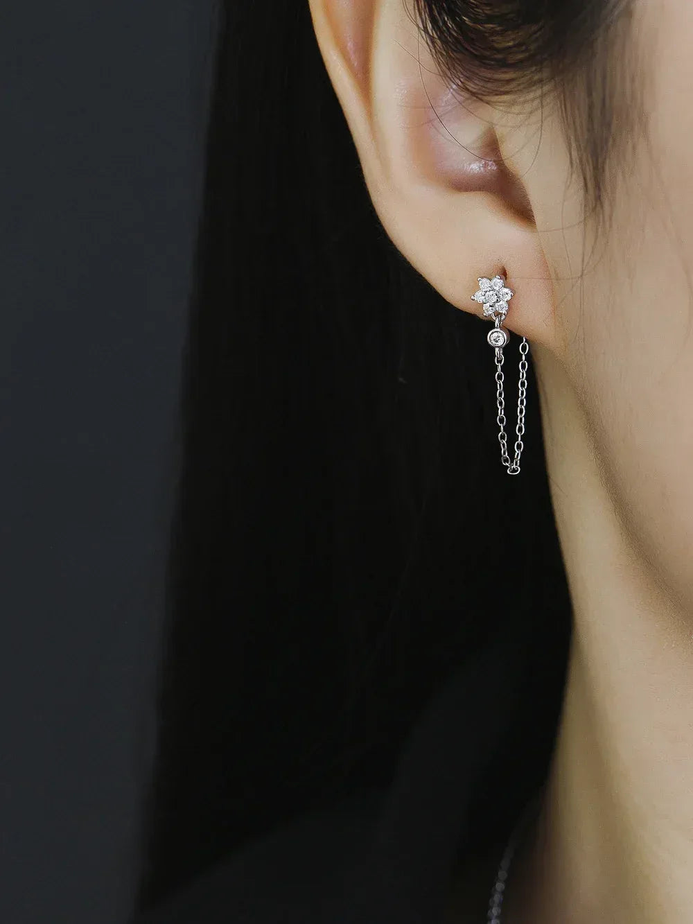 Plum S925 Sterling Silver Tassel Chain Earrings - Viexta