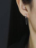 Plum S925 Sterling Silver Tassel Chain Earrings - Viexta