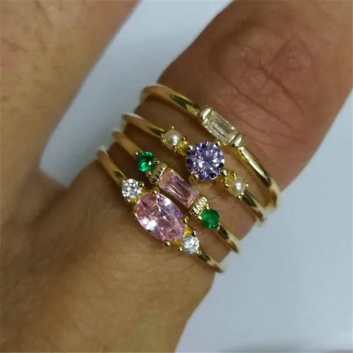 18K Gold Plating 4-piece Ring Set - Viexta