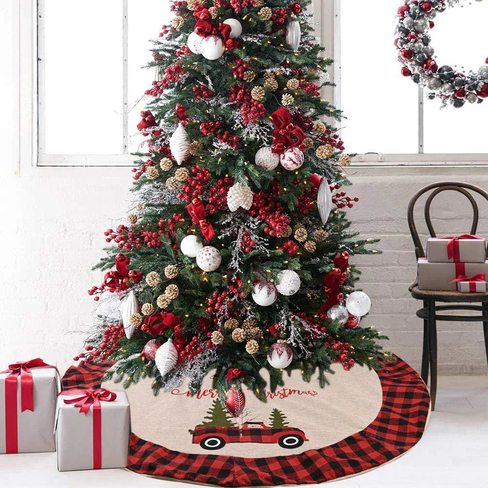 linen-tree-skirt-car-christmas-tree-120cm-christmas-decoration-tree - Viexta
