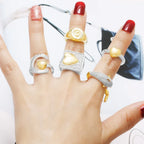 Two-tone 18K Gold Heart-shaped Open Ring - Viexta