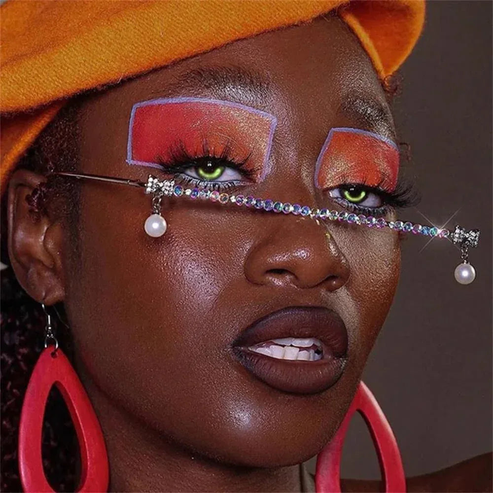 Lensless Rhinestone Colored Glasses Frame - Viexta