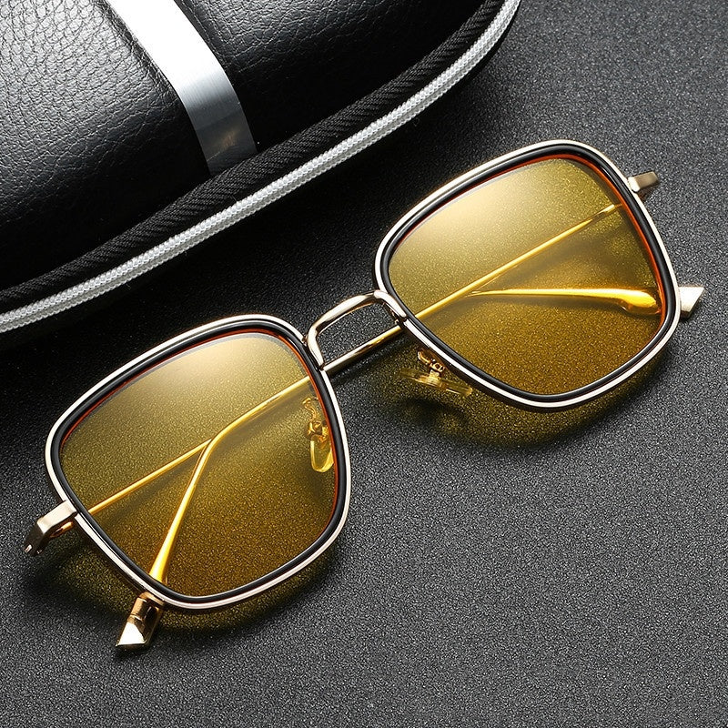 Metal Retro Square Frame Steampunk Sunglasses