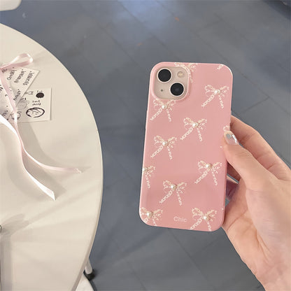 Girl Pearl Bow Stereo iPhone Case