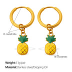 Minimalist Strawberry & Pineapple Pendant Earrings