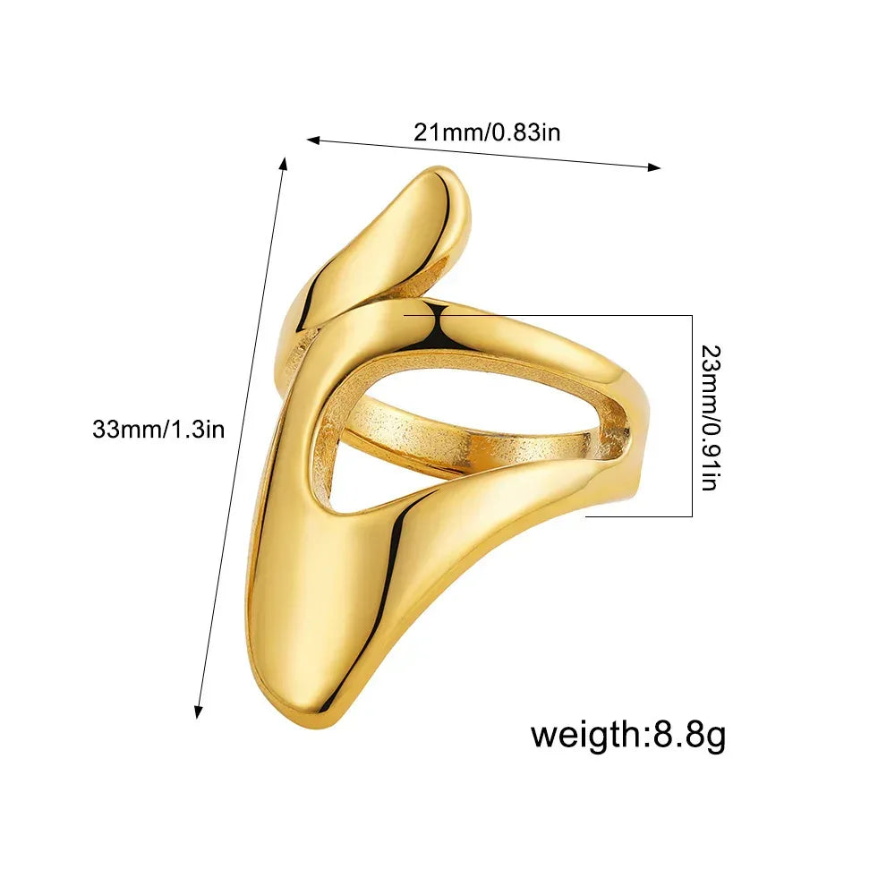 irregular-titanium-steel-ring-with-water-droplet-knot-opening - Viexta