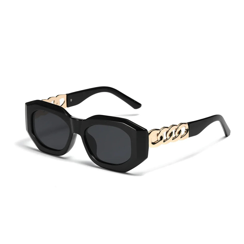 Square Spectacle Frame Black Women's Fashion Sunglasses - Viexta