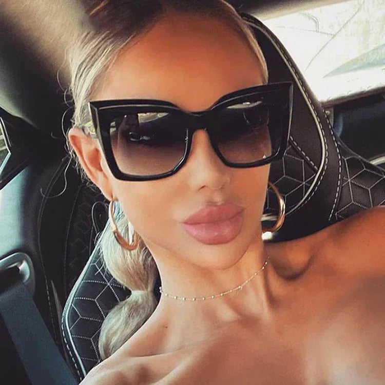 Women's Fashion Large Frame Cat Eye Sunglasses - Viexta
