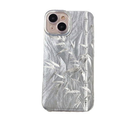 Feather Yarn Silver Bamboo iPhone Case