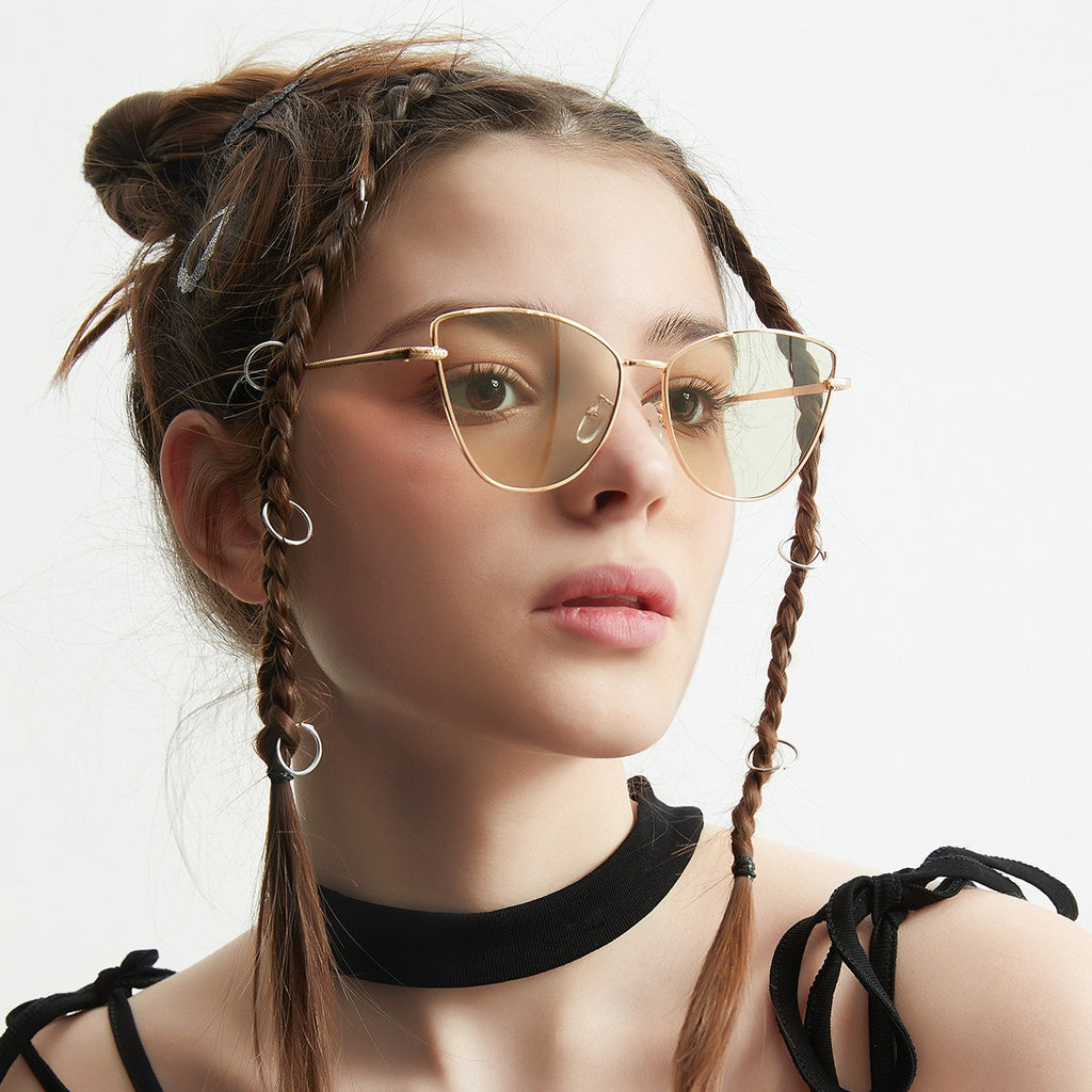Irregular butterfly metal sunglasses for women