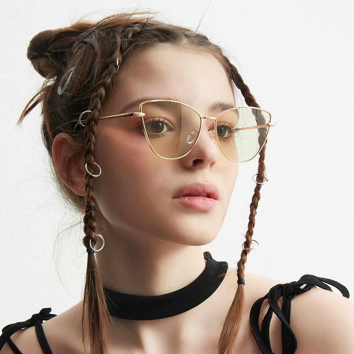 Irregular butterfly metal sunglasses for women