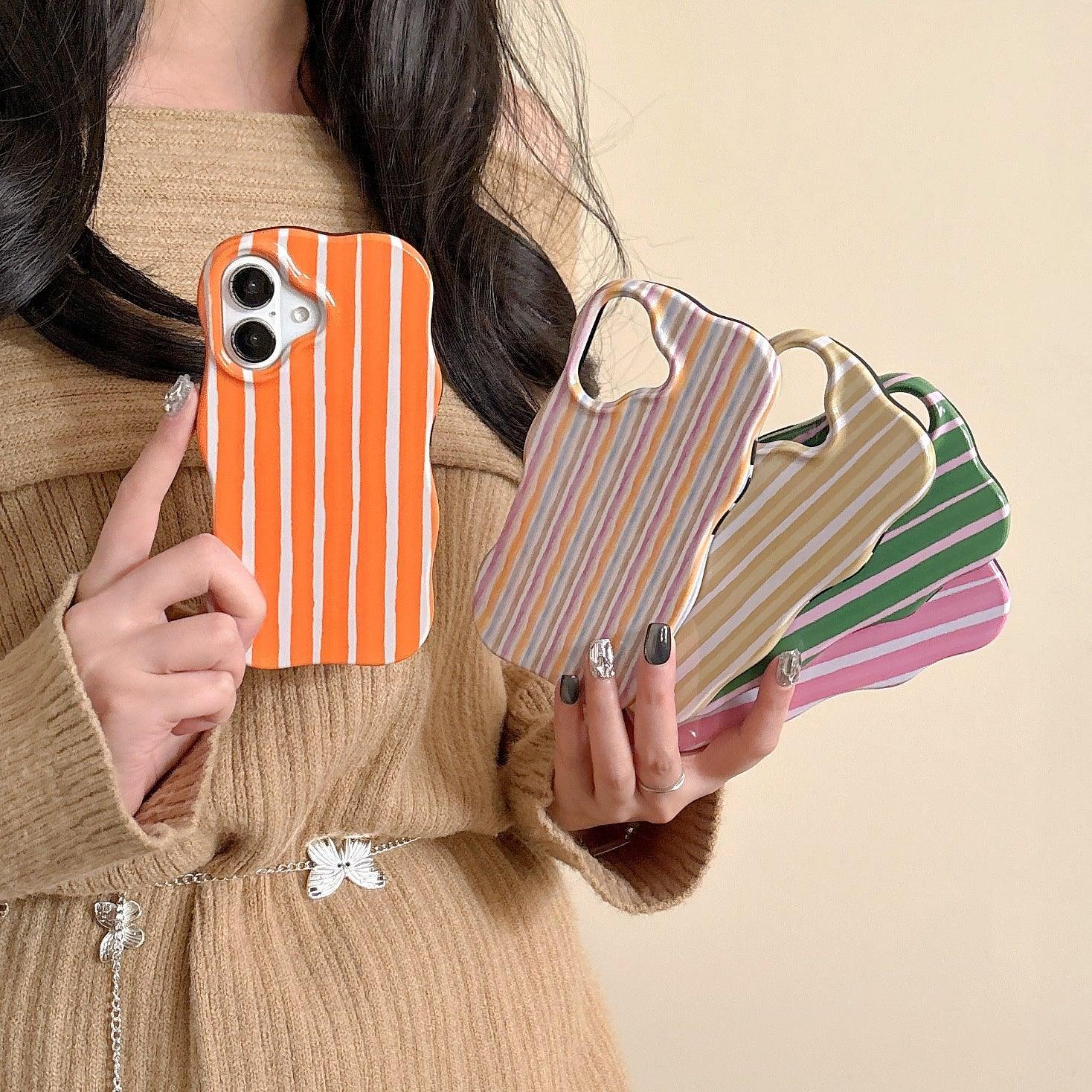 Niche Color-block Striped iPhone Case - Viexta