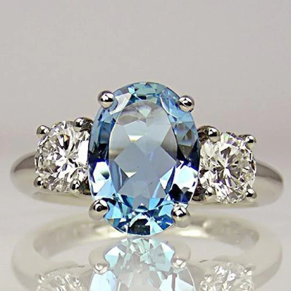 Fashion Oversized Aquamarine Ring - Viexta