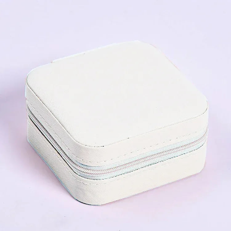 Portable Pu Leather Zipper Jewelry Storage Box - Viexta