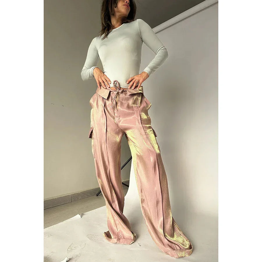 Ins Style Loose Straight Pants With Multi-pocket Trousers - Viexta