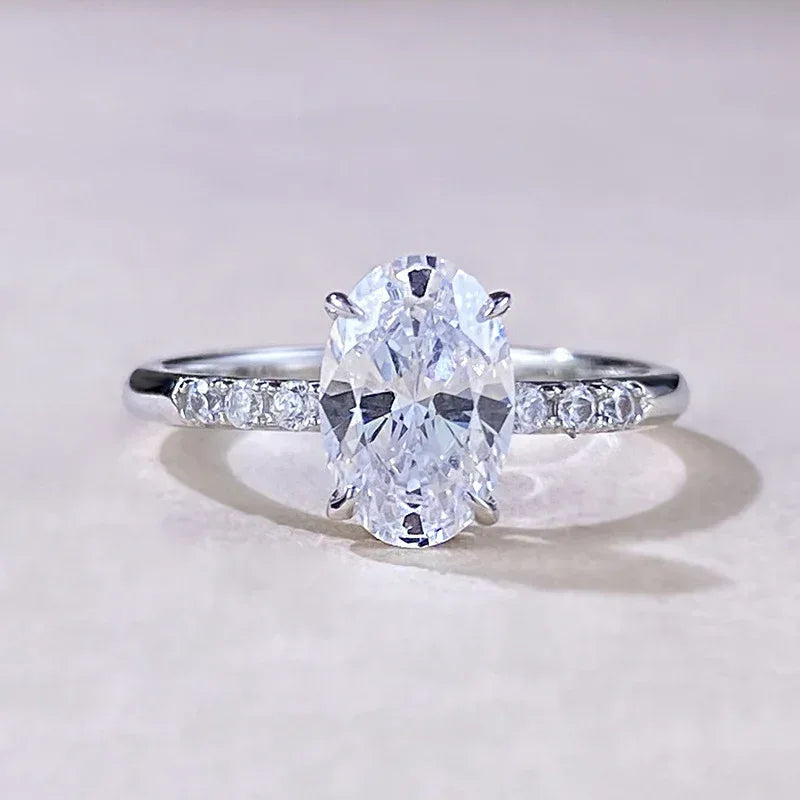 S925 Sterling Silver Minimalist Big Diamond Ring - Viexta