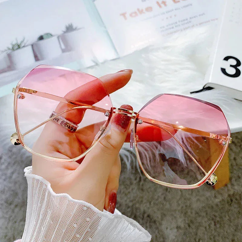 Women's Rimless Cutting Sunglasses - Viexta