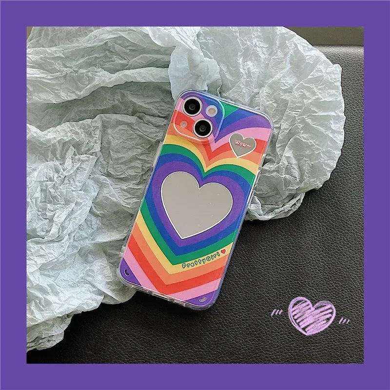 Rainbow Love Mirror Silicone iPhone Case - Viexta
