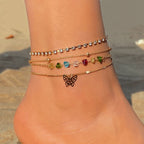 retro-love-butterfly-pearl-multi-layer-anklet-set