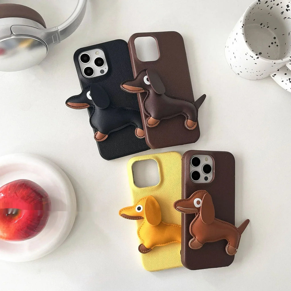 three-dimensional-leather-sausage-dog-iphone-case - Viexta