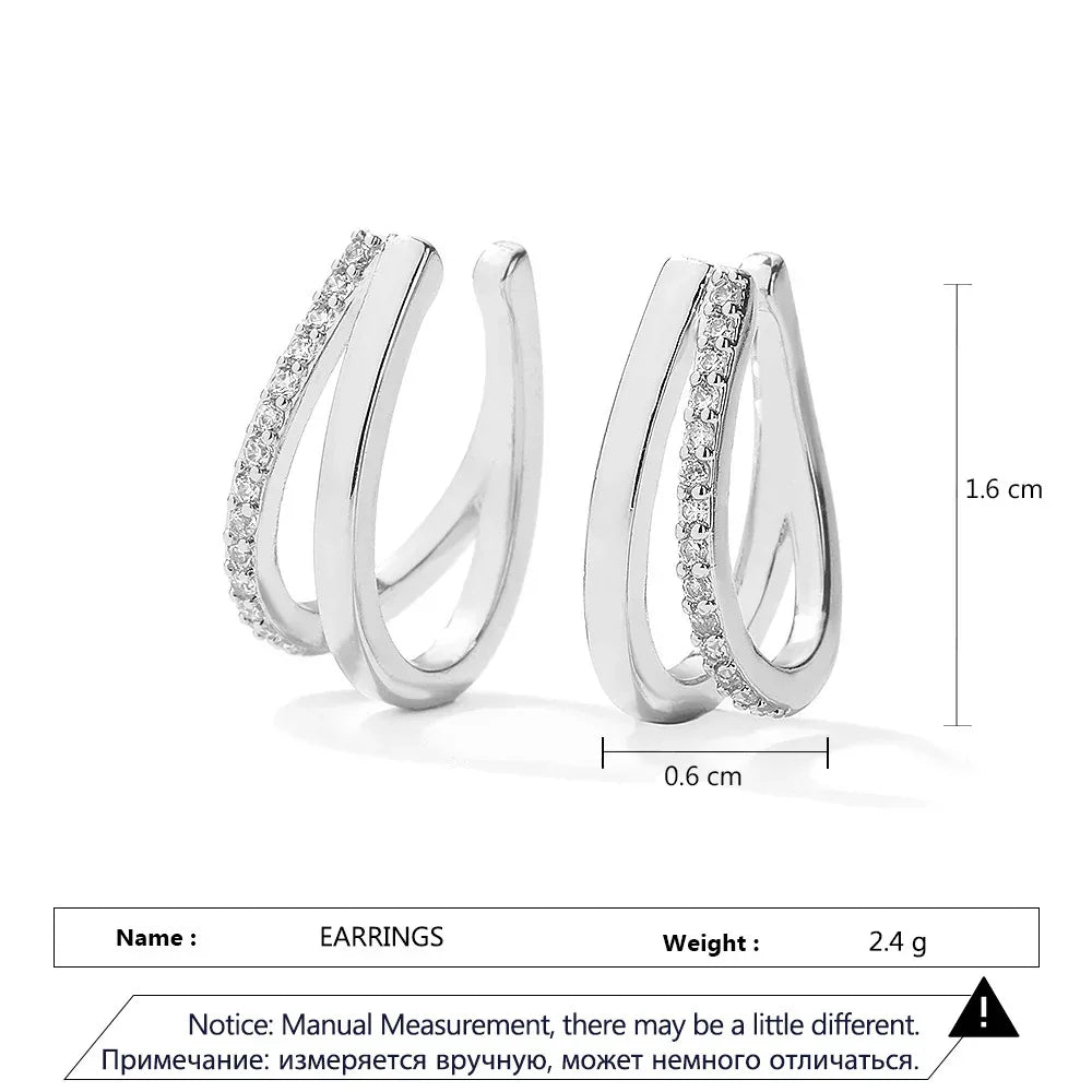 Hexagon Zircon-embedded Earrings - Viexta