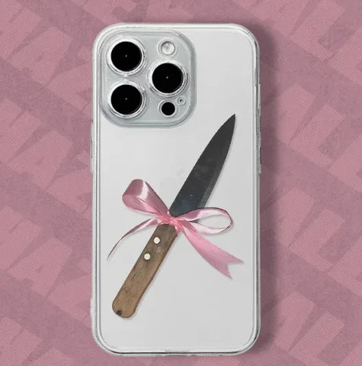 Transparent And Cute Bow-shaped Fruit Knife iPhone Case - Viexta