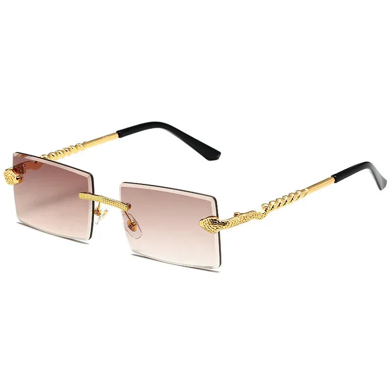 Snake Metal Cut Edge Square Sunglasses - Viexta