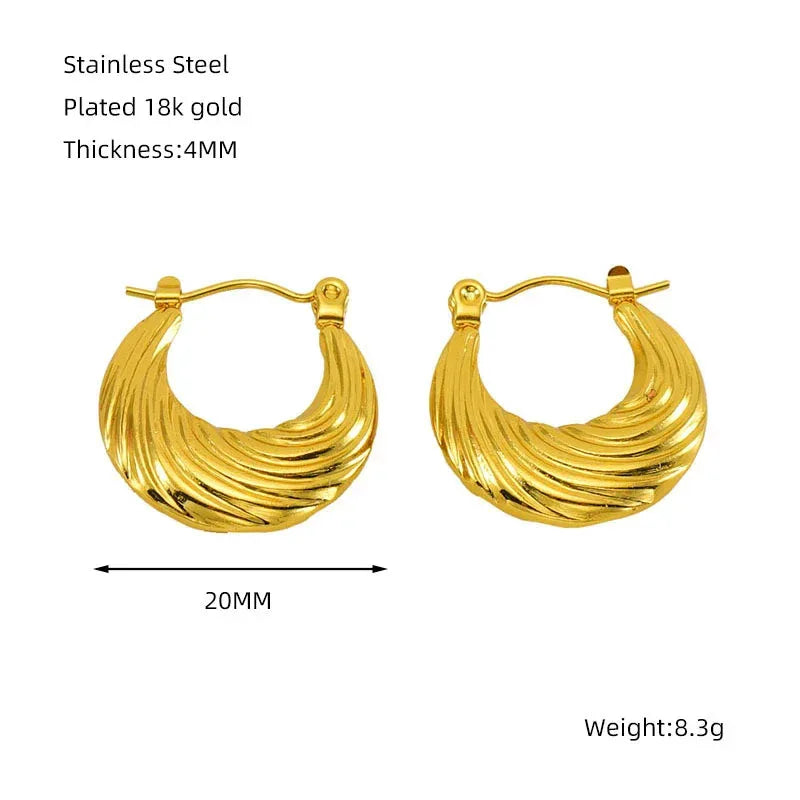 Titanium Steel Round Twist Stud Earrings - Viexta