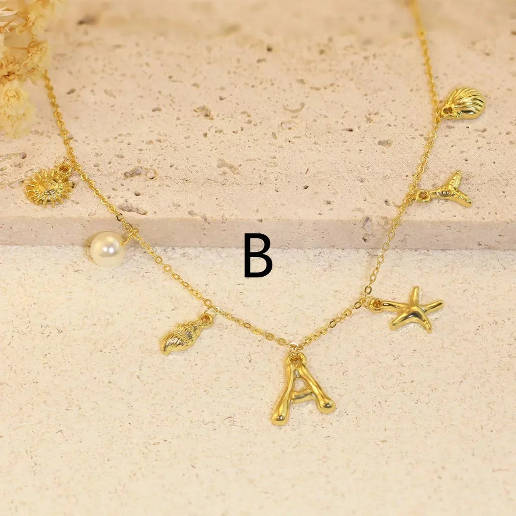 26 Alphabet Starfish Shell Necklace - Viexta