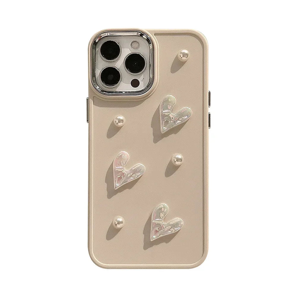 Milky White Pearl Heart iPhone Case - Viexta