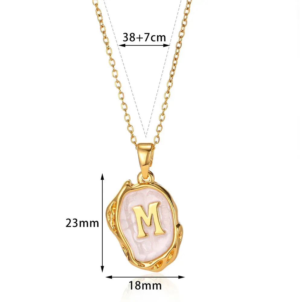 Simple 26 Letters Drop Oil Three-dimensional Necklace - Viexta