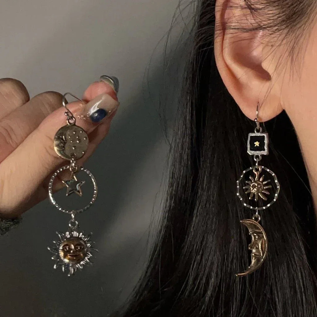 Retro Five-pointed Star Sun Drop Earrings - Viexta