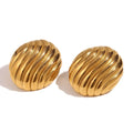 Stainless Steel Vintage Oval Streamline Stud Earrings - Viexta