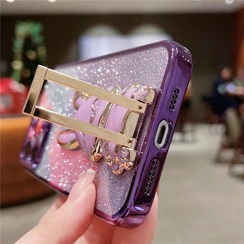 Plating Gradient Three-dimensional Rabbit iPhone Case - Viexta