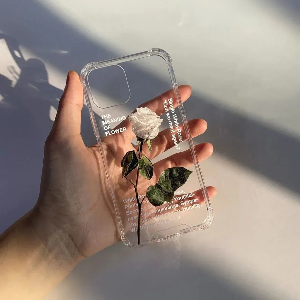 White Rose Transparent iPhone Case - Viexta