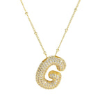 brass-zircon-bubble-letter-pendant-necklace - Viexta