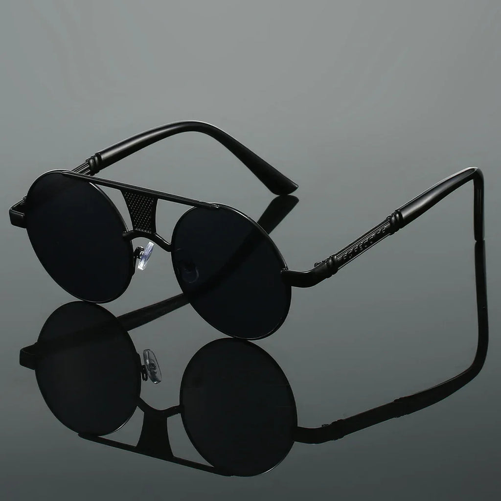 Men's Double Beam Round Frame Sunglasses - Viexta