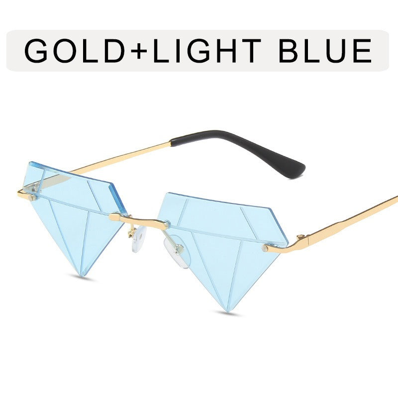 Irregular Ball Diamond Sunglasses Female European and American Fashion Small Frame Sunglasses Trend Frameless Personality Sunglasses