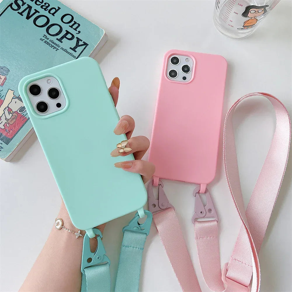 Solid Color Lanyard iPhone Case - Viexta
