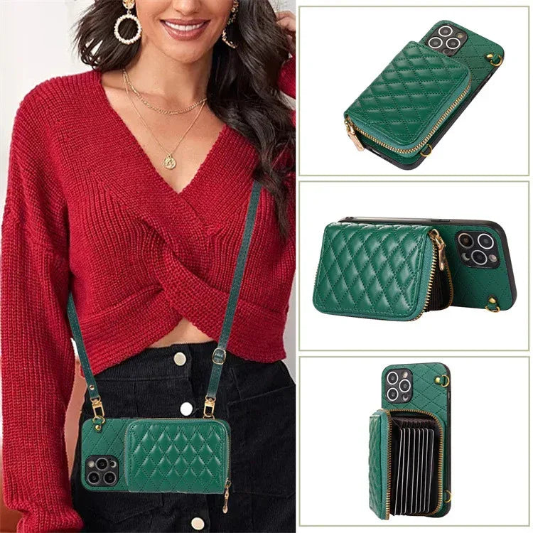 litchi-pattern-card-holder-iphone-case - Viexta
