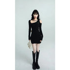 Design Off-Waist Knit Bow Short Dress - Viexta