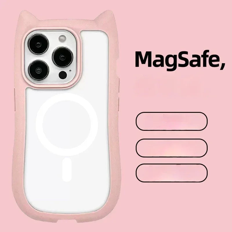 magnetic-shell-stereo-cat-ear-iphone-case - Viexta