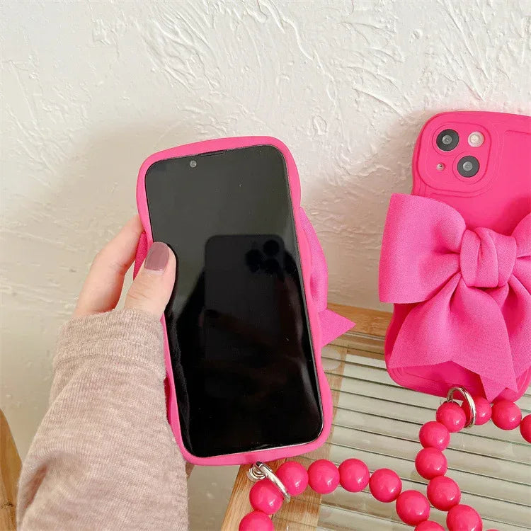 Big Wave Silicone Bow Beads Chain Samsung Case - Viexta
