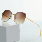 Frameless Trimming Square Metal Fashion Sunglasses - Viexta