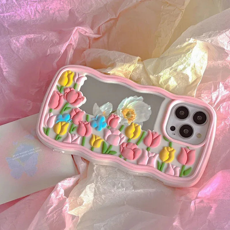 Mirror Tulip Silicone iPhone Case - Viexta