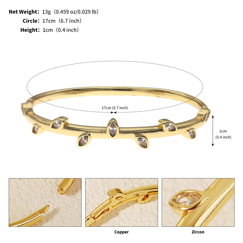 Light Luxury Zircon Fashion Open Cuff Bangle
